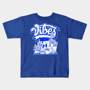 Vibes Racer Blue and White Kids T-Shirt